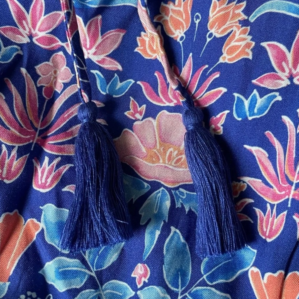 J. MCLAUGHLIN  Blue Multi Floral Chessie Silk Blend Tiered Midi Dress Size S - Picture 14 of 14